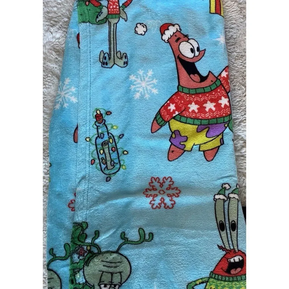 SpongeBob SquarePants Patrick Decorating Christmas Tree Blanket Throw‎ 50 X 70”